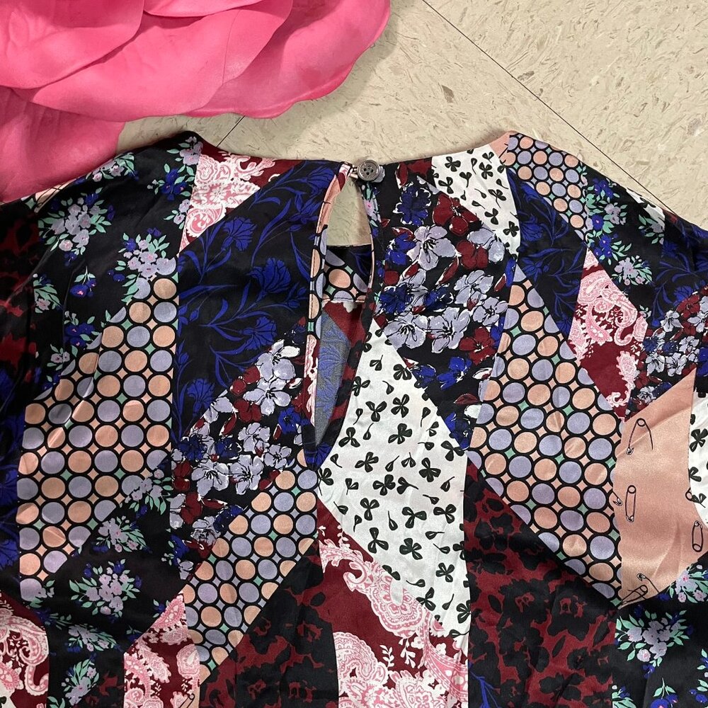 EQUIPMENT FEMME Sz S Patchwork Print 100% Silk Top Blouse Lightweight‎ SAMPLE - Picture 12 of 15